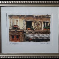 Framed print. "La Boulangerie". Signed by Maureen Love.