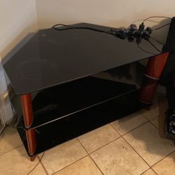 Black Glass Corner Tv Stand 