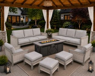 Brand new patio set fire pit propane