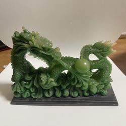 Green Jade color Feng shui chinese dragon statue display decoration
