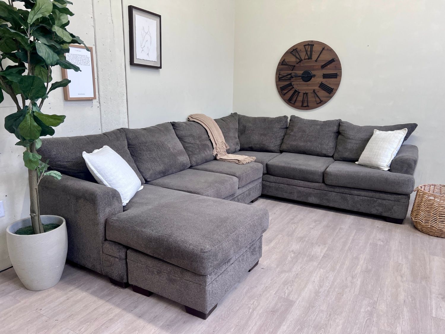 WE DELIVER! 🚚 - Brownish Gray Modern Deep-Seated U Sectional Couch with Reversible Chaise
