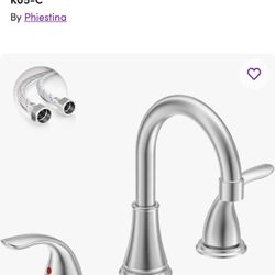  3 Hole Chrome Bathroom Faucet, 2 Handle 