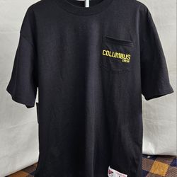 Men's Mitchell & Ness Columbus Crew Black Current Logo Double Hit Pocket T-Shirt Sizes M & L 