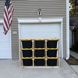Custom Wooden Storage Bin Rack