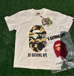 White and brown bathing ape tee shirt size men’s small