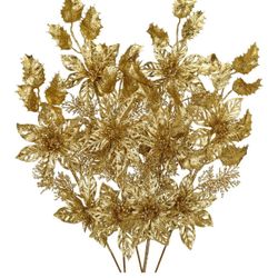 Christmas Tree Picks 25 Inch Glitter Christmas Flowers 