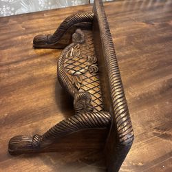 Vintage Hand Carved Wall Book Shelf Pineapple 