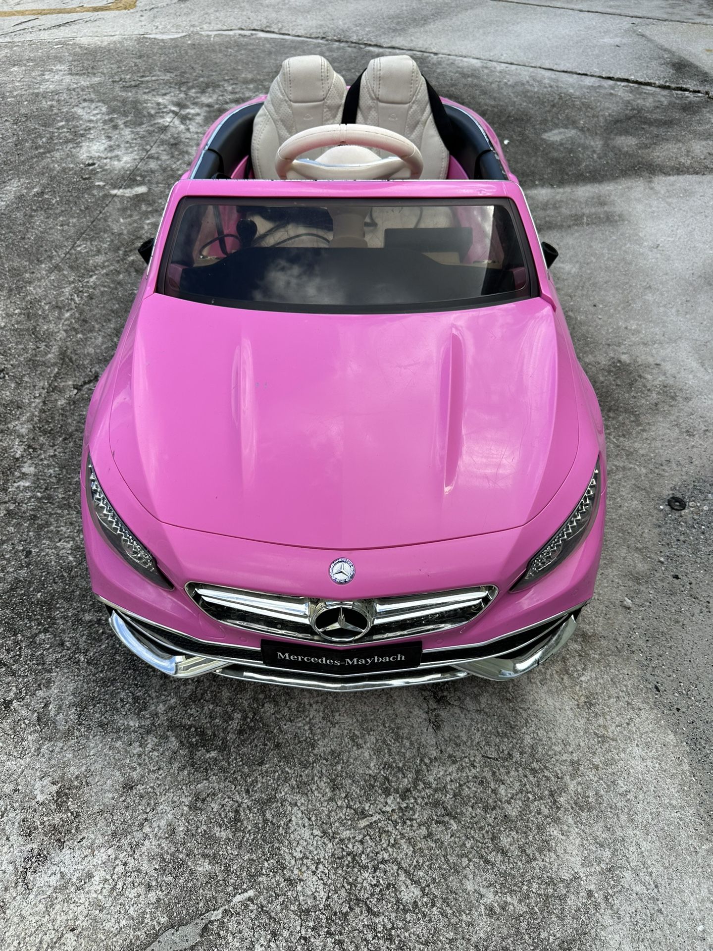 Pink Mercedes 12V Mercedes Maybach S650 Ride On Car For Girls With MP4 Screen, Leather Seat and LED Lights