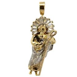 Men’s Women’s 10k Two Toned White Yellow Gold CZ Cubic Zirconia Saint St. Jude Pendant For Necklace GP3125531
