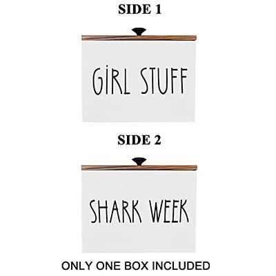 Girl Stuff / Shark Week White Wood Container