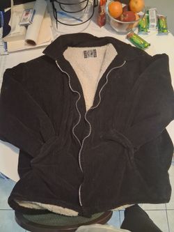 Black corduroy puffy jacket