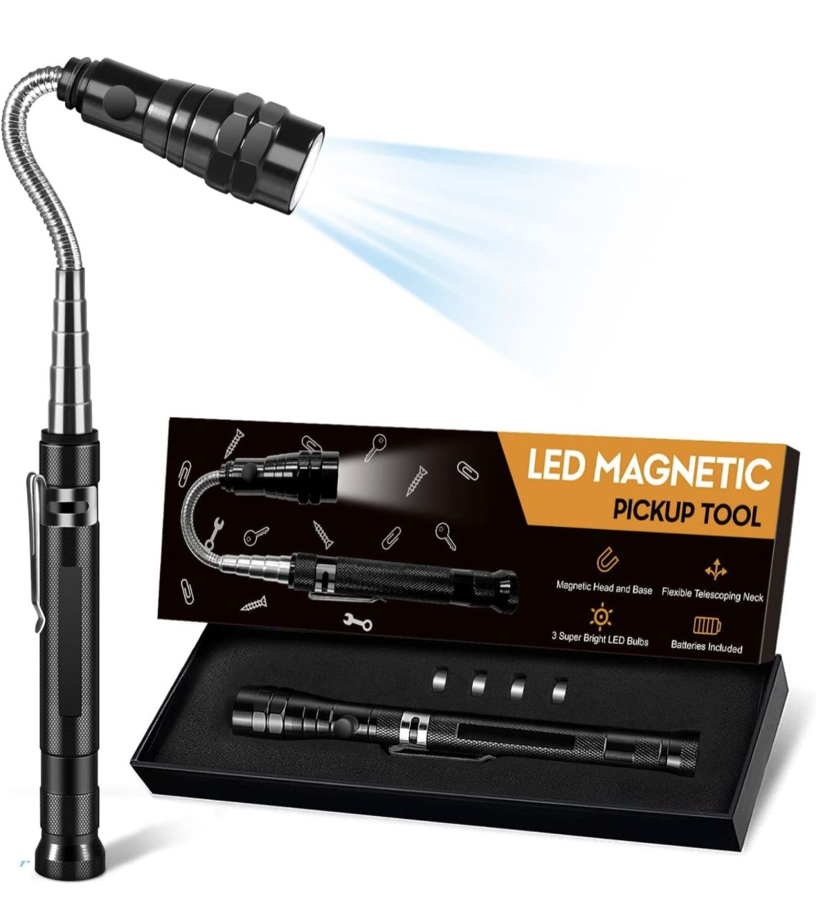 LED Magnetic Pickup Tool, Christmas Gifts for Men Him Stocking Stuffers, with Led lights