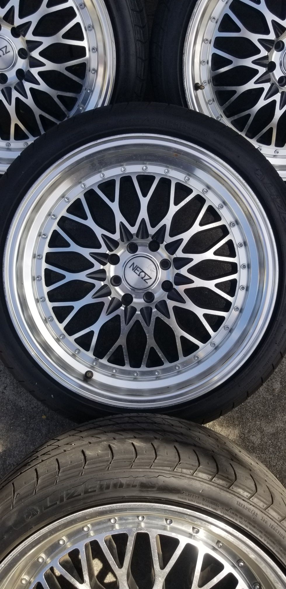 18" inch neoz racing rims 4 lug universal 4x100 and 4x114.3 for Sale in