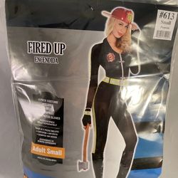 Size small adult fired up Halloween costume fireman