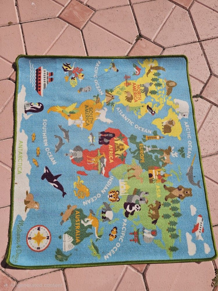 Melissa & Doug World Map Kids Rug - As New