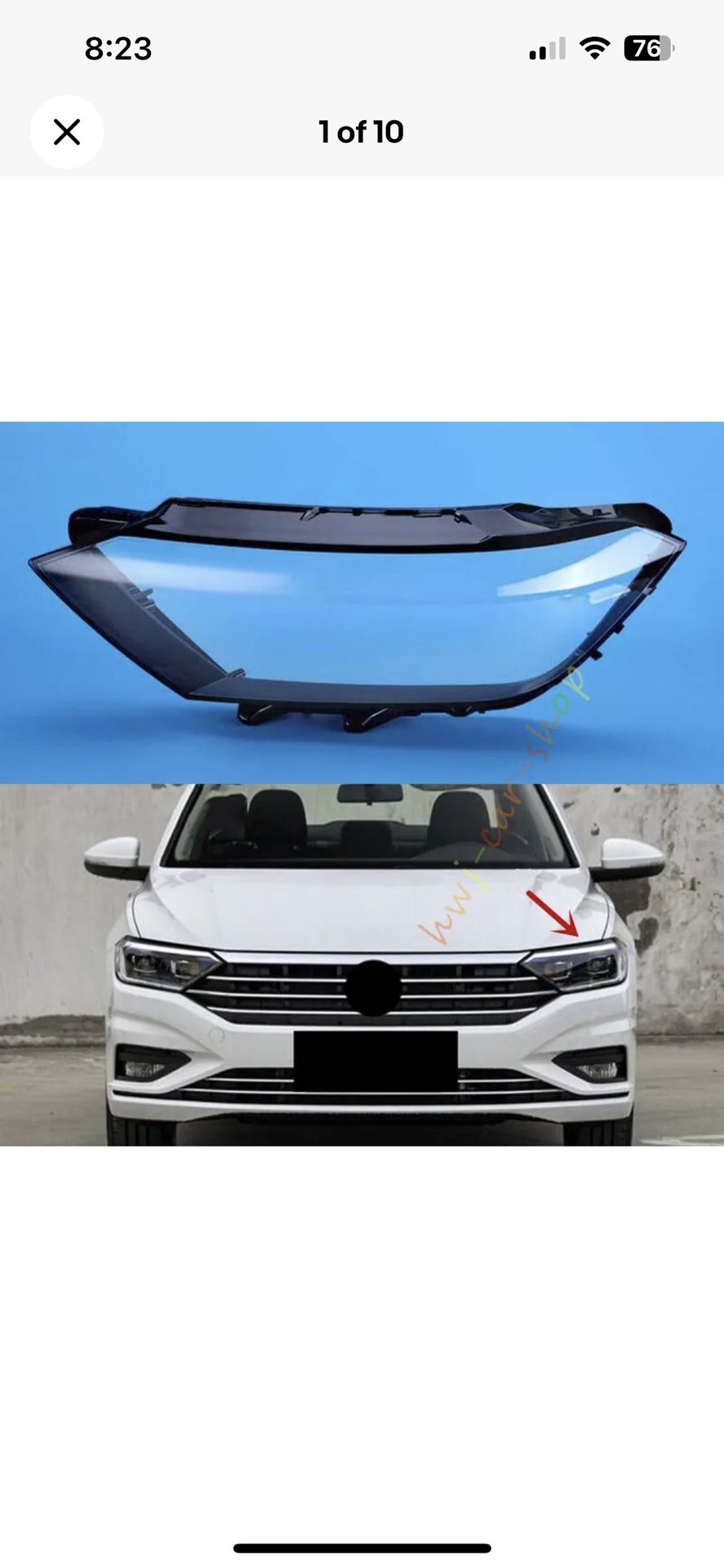 Glass Cover For Front Driver Side Headlight 19-21 VW Jetta Sedan 