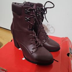 Burgundy Heel Boots Size 8