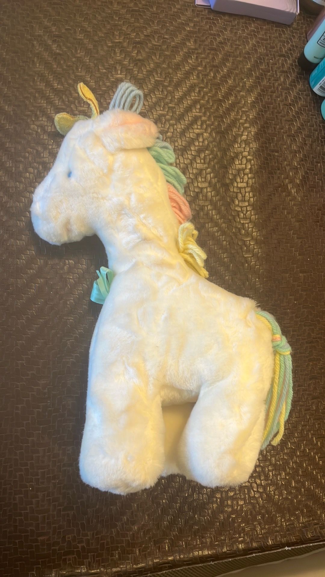 Eden Musical Giraffe 12" Plush Wind Up White Pastel Yarn Mane Stuffed Animal Toy