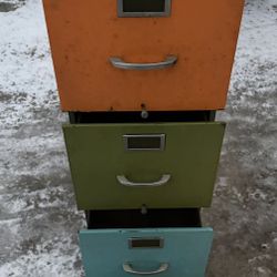 Mid Century Multi-color 4 Drawer File Cabinet 
