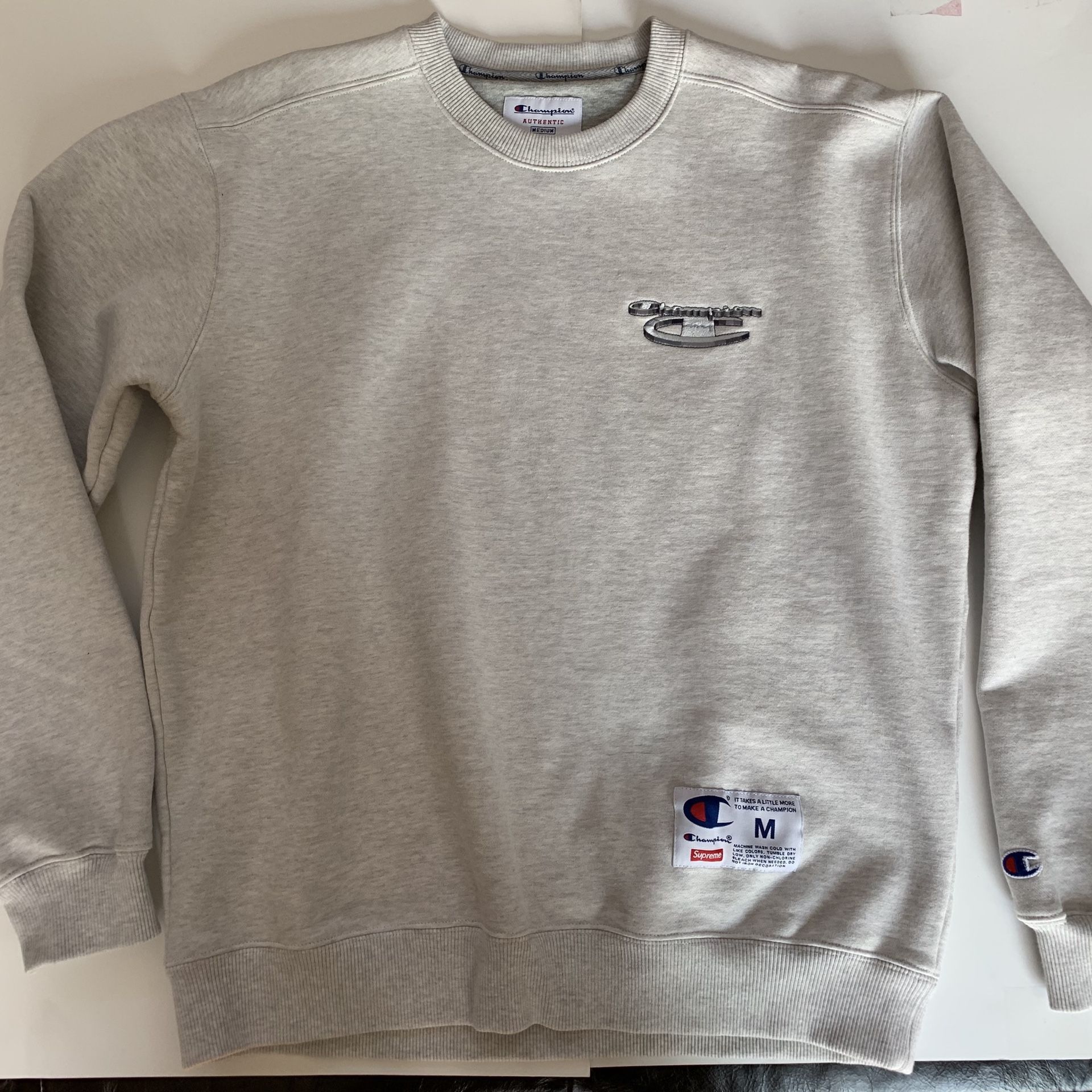 Supreme Champion 3D Metallic Crewneck Sweatshirt Ash Grey