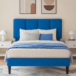 Blue Velvet Queen Size Bed Frame
