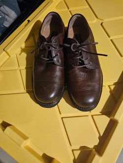 BRAND NEW BROWN LEATHER MENS SIZE 10 WIDE DOCKERS SHOES