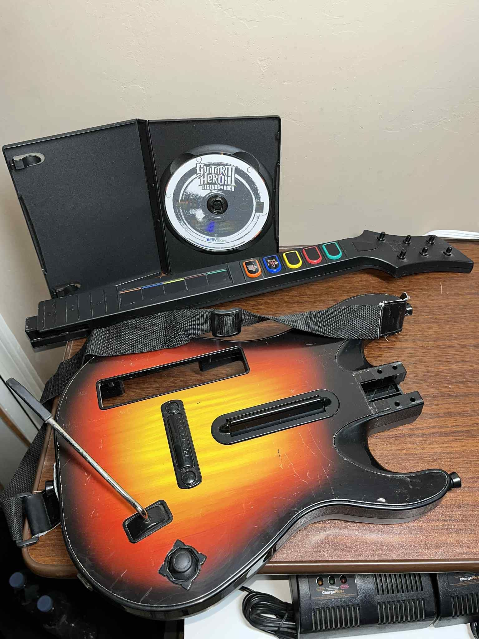 Nintendo Wii RedOctane Wireless Guitar Controller Sunburst W/ Guitar Hero III Legends of Rock Game