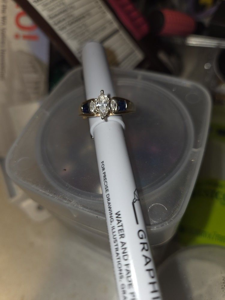 Ladies Diamond and Sapphire Engagement Ring 