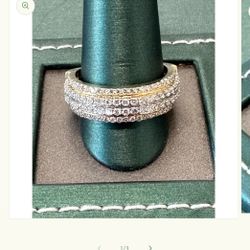 Triple diamond row two tone pinky ring