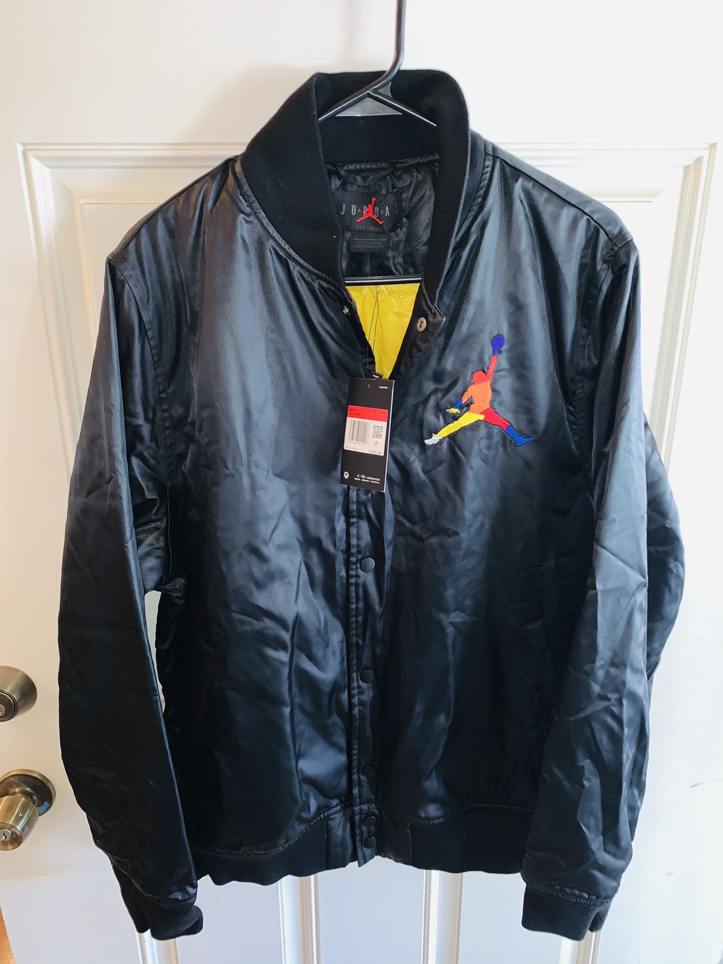 Nike Air Jordan DNA black Bomber Satin Jacket Men's Size Large