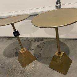 Gold End Tables Pair