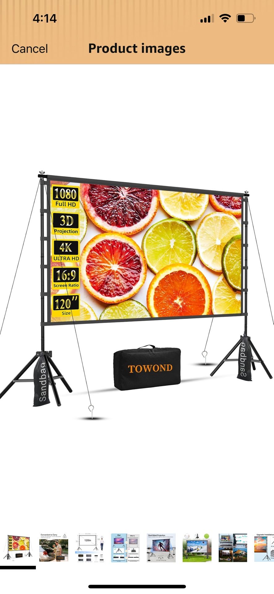 Projector Screen, New In The Box