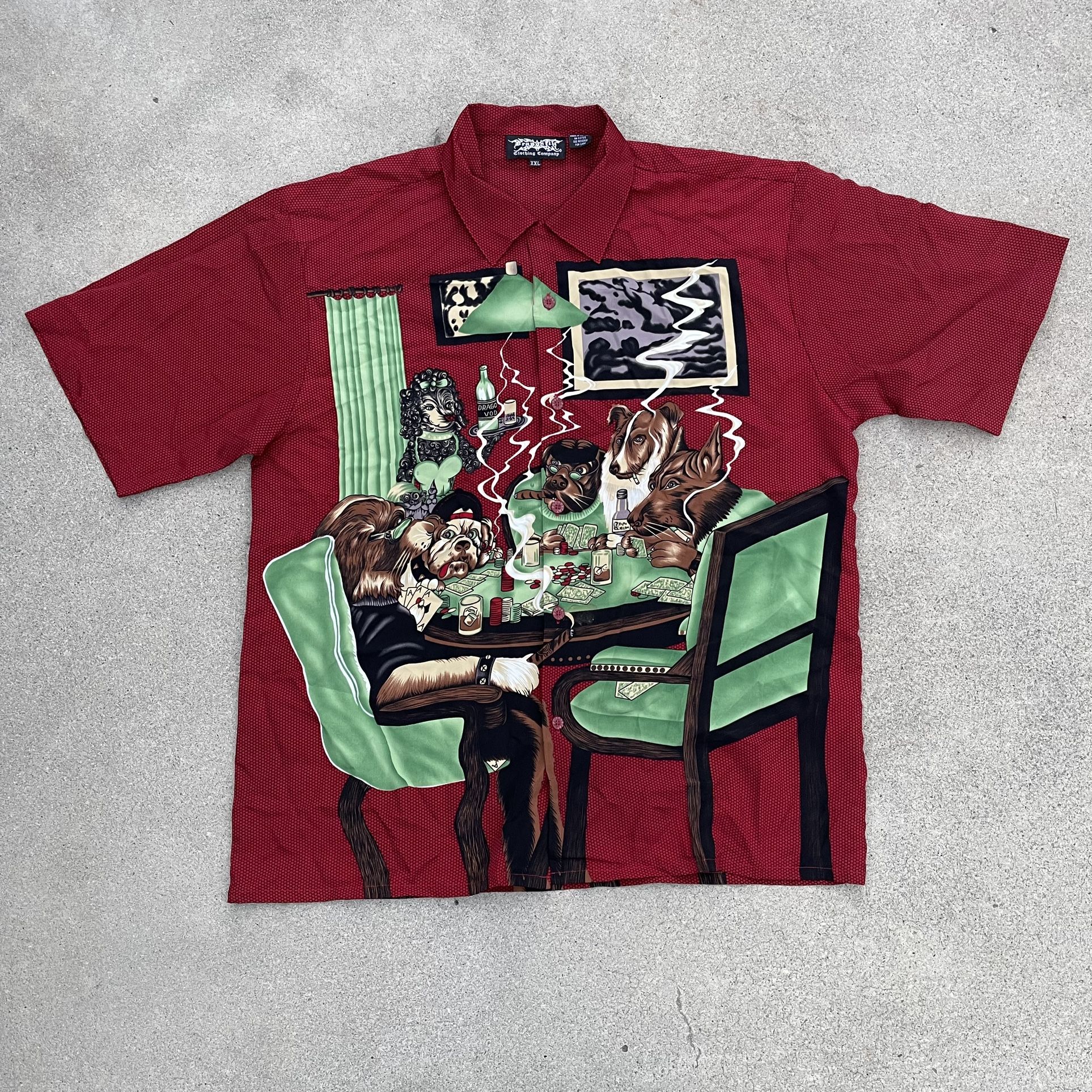 Dragonfly Dogs Playing Poker Button Up Shirt