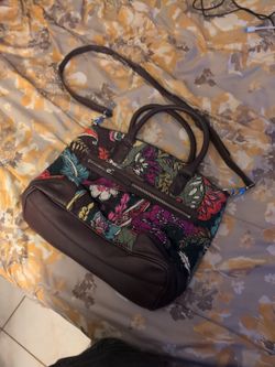 Vera Bradley Tote Mailbag Small Handles Purple Colorful Filigree Quilted (READ)