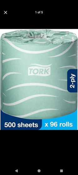 New in box 
Tork Septic Safe Toilet Paper, 96 Rolls x 500 Sheets , TM1616S
Compatible with T24 Dispensers, 2-Ply, White, 100% Recycled, Eco-Friendly