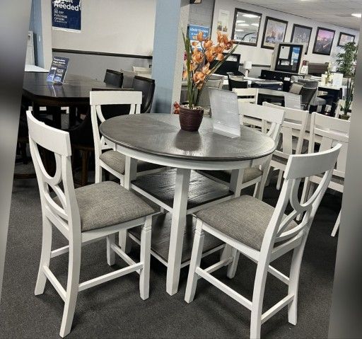 5 Piece counter height round dining table set 