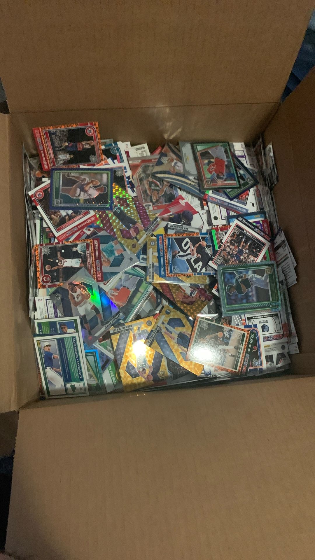 Box Filled With Sports Cards