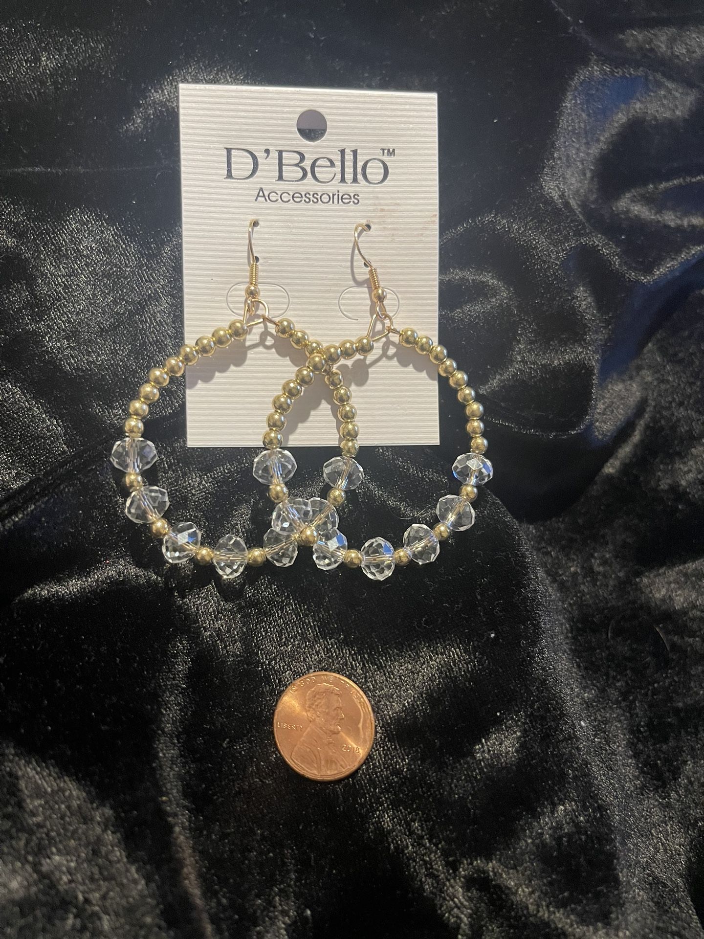 D - New In Package D’Bello Goldtone And Clear Earrings