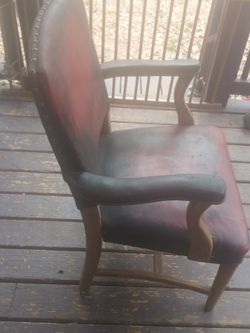 Antique Vintage Wooden Chair With Leather Cushion Cash Only Cash Upon Pickup 