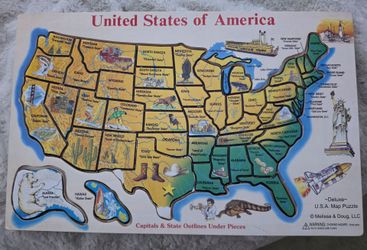 Melissa & Doug Wooden United States of America Deluxe Map Puzzle