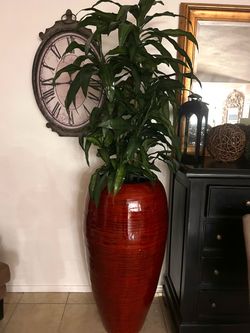 Large Vase With Artificial Dracaena Plant