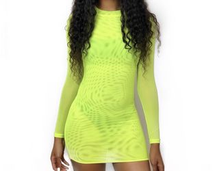 neon yellow sheer dress