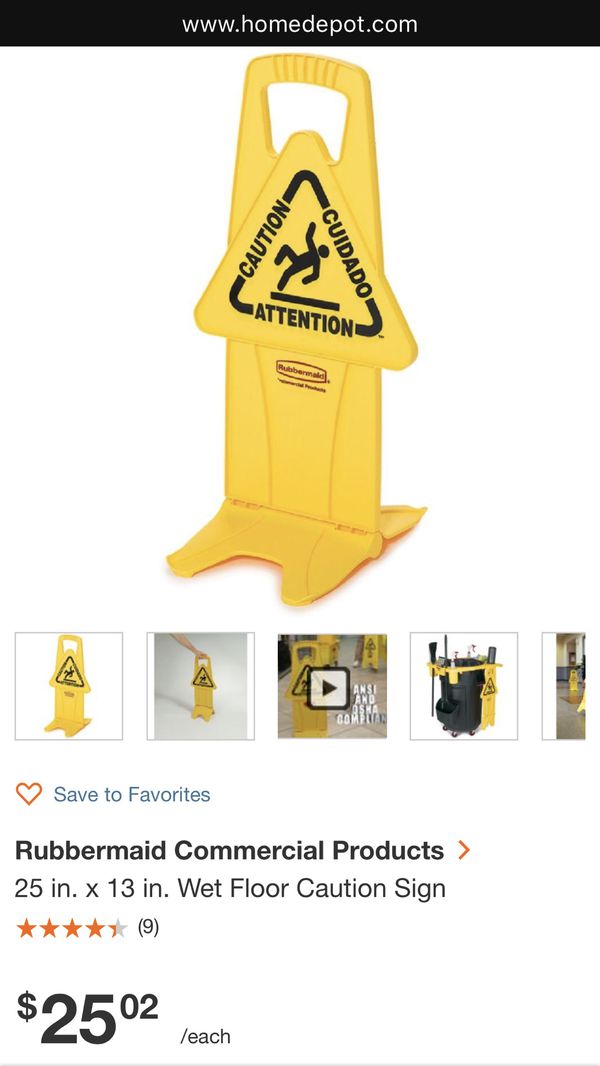 New Rubbermaid Wet Floor Caution Signs 5 Each For Sale In Lacey