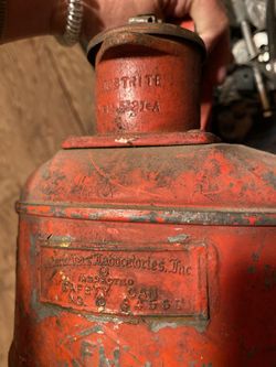 Vintage Metal Red Oil Can Justrite Mfg Company Chicago Safety Can