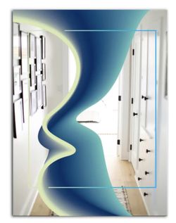 Nebulous Waves Mid-Century Frameless Mirror