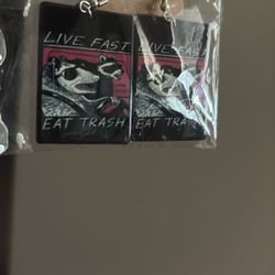 Live Fast Eat Trash Graphic Earrings Rave Festival Fashion 