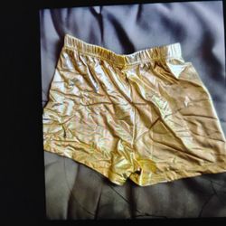 A  Sexy Tight Spandex Shiny Gold Short Spandex Shorts 