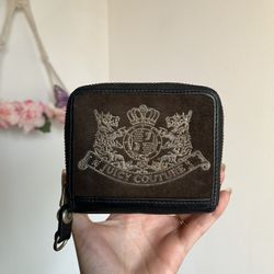 Vintage Juicy Couture Brown Suede Bi Fold Zip Wallet