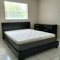 NEW QUEEN-SIZE SET, BEDFRAME, AND DRESSER - MATTRESS SOLD SEPARATELY