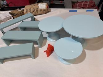 Light Blue Cake Stand and Riser Set
